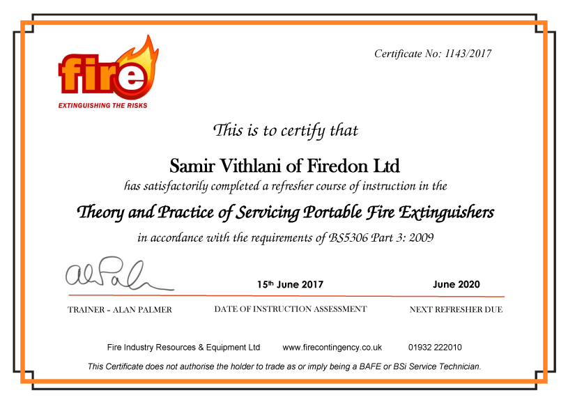 fire extinguisher certification